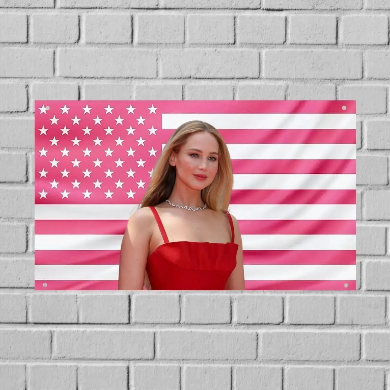 Jennifer Lawrence US Wall Tapestry Flag, Actress Room Decor, Aesthetic Bedroom Wall Art, Celebrity Dorm Banner Decor