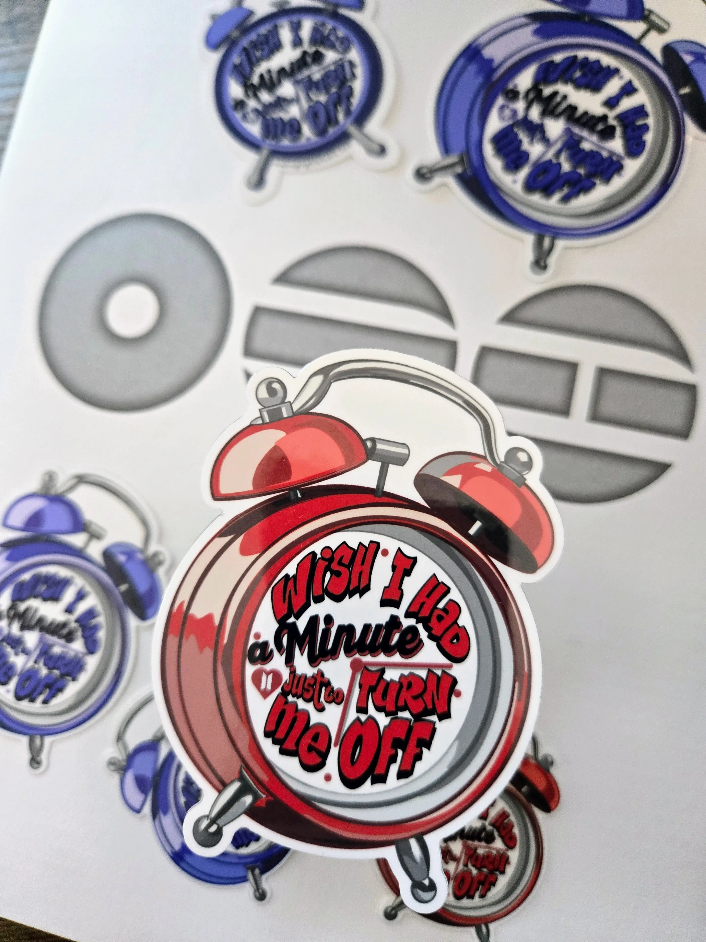 Normal-Inspired Clock Sticker - Waterproof Vinyl Sticker in Red or Purple