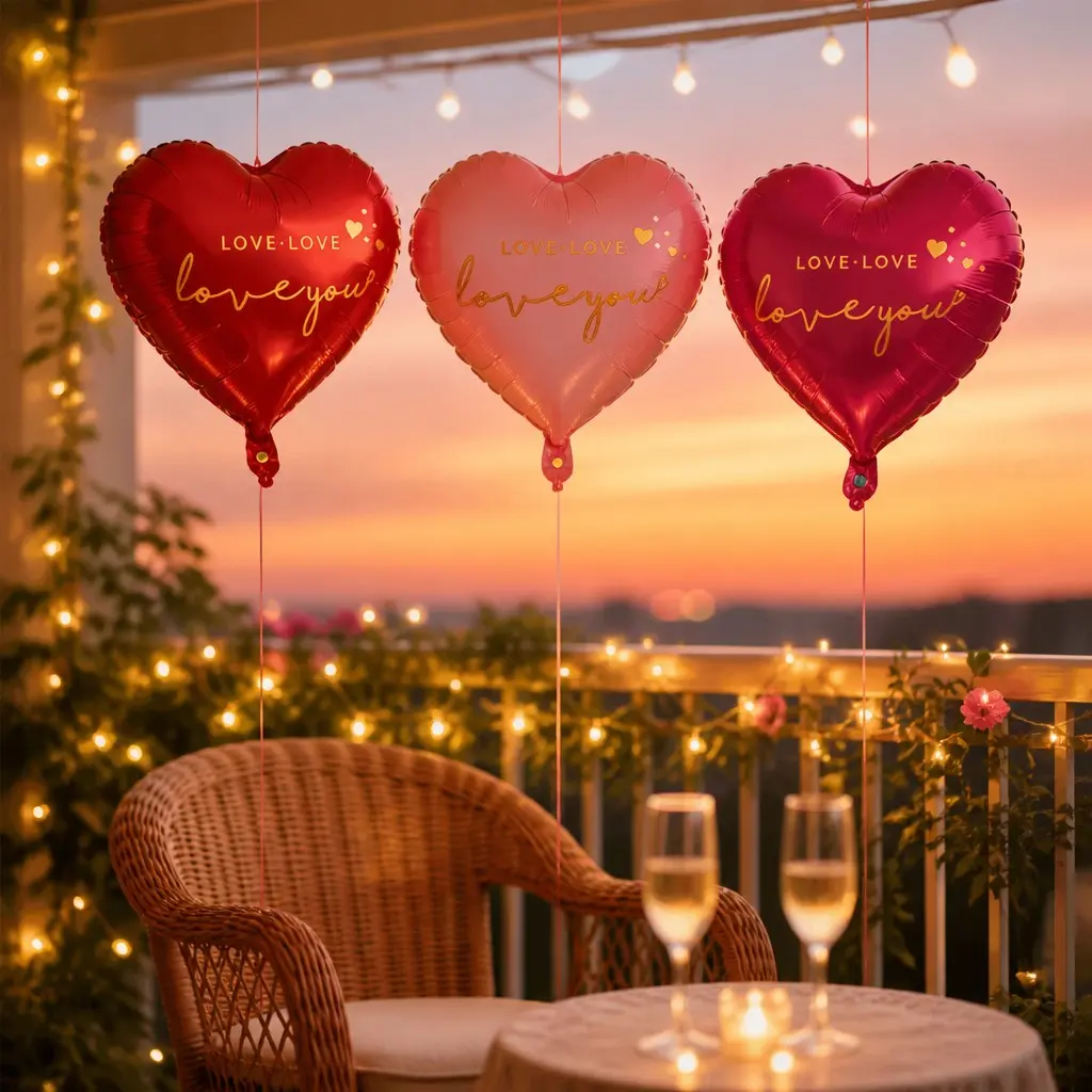 Heart Shaped Foil Balloons - "love you" and "LOVE-LOVE" Printed Mylar Balloons, Romantic Red Pink Party Decor, Self-Sealing Celebration Supplies for Valentine's Day, Anniversary, Proposal and Wedding.