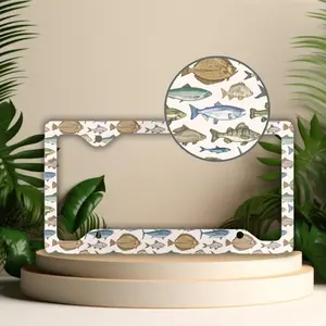 Fish License Plate Frame, Vintage Inspired Style Car Accessories for Men, Nature Themed Vanity Tag Holder, Fishing Gift, Animal Car Decor