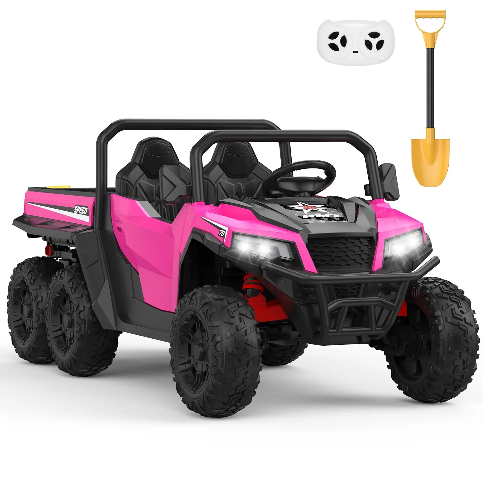 GARVEE 24V Rechargeable Ride On Dump Truck Toddler Car - 3-4 Years Ride-on Toy, Parent Control, Electric Dump Bed, Extra Shovel, Music Player, Key Start Safety, Bright LED Lights, Birthday Gift