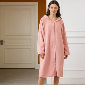 Women's Hooded Sleep Robe - Machine Washable Homewear, Indoor Relaxation, Relaxed Fit, Plush Fabric, Home Comfort Wear