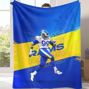 Rams Flannel Blanket  Dynamic Football Player Print  Soft Warm Cozy Lightweight  Perfect for Bedroom  Living Room  Sports Fan Gifts  Game Day  Office Decor