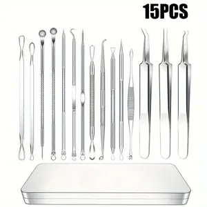 15pcs Set Blackhead Remover Needles and Tools Kit Black Dot Pore Cleaner Deep Cleansing Skin Care Facial Care Kit Acne Comedone Extractor Tool Set for Face Beauty Care Mother’s Day Gift for Women Mom and Mother Day Present