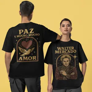 Walter Mercado Paz y Mucho Mucho Amor T-Shirt with Unique Design and Text Featuring Heart Dove Symbol Fashion