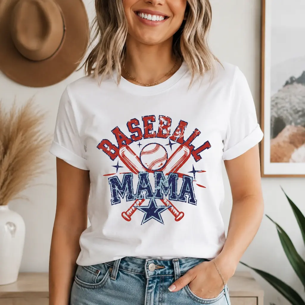 Baseball Mama T-Shirt Baseball Graphic Mama Coach Women Tee Baseball Season Gifts for Proud Mom