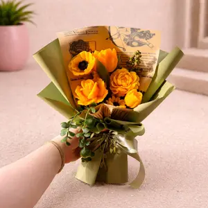 Sunshine Ramo Floral de Vela Hecho a Mano Ecológico Regalo para Mamá