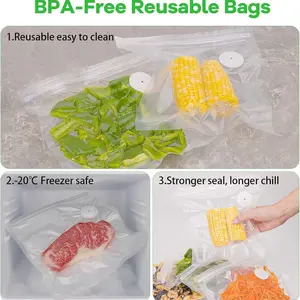 30Pcs Reusable Vacuum Sealer Bags, Leak-Proof Airtight Food Storage Bags for Sous Vide, Freezing, Microwave & Dishwasher Safe, Freezer Storage