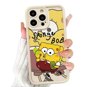 Funny Sponge Cartoon Graffiti Pattern Case for iPhone 17 16 15 14 Pro Max 13 12 11 XR XS Plus Air Slim Shockproof Anti Drop Protective Durable TPU Cover outdoorfun