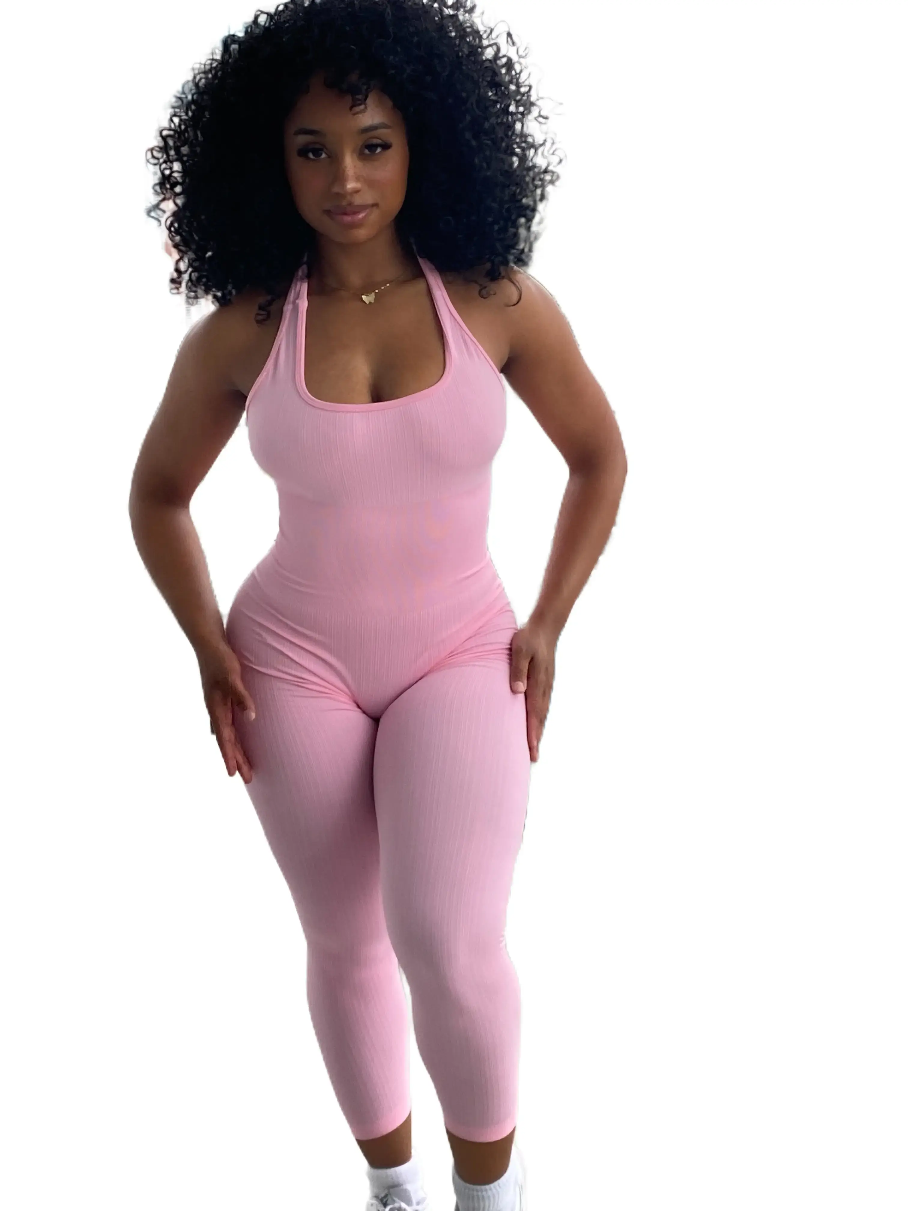 Women's Spandex Ribbed Halter Neck Crop Bodysuit Top - Soft Light Fabric, Sleeveless Slip, Bodycon Fit, Basic Casual Wear, Scoop Neck, 4-Way Stretch, Curvehug Rib Knit, Easy Pull-On, Layer Under Jackets
