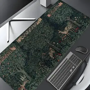 William Morris Forest Medieval Design Large Gaming Mouse Pad,Aesthetic Desktop Drotection Pad,Washable Rubber Pad Non-Slip Lock Edge Multi-Size Mouse Pad Suitable For Home Office,Good Gift for Family and friends