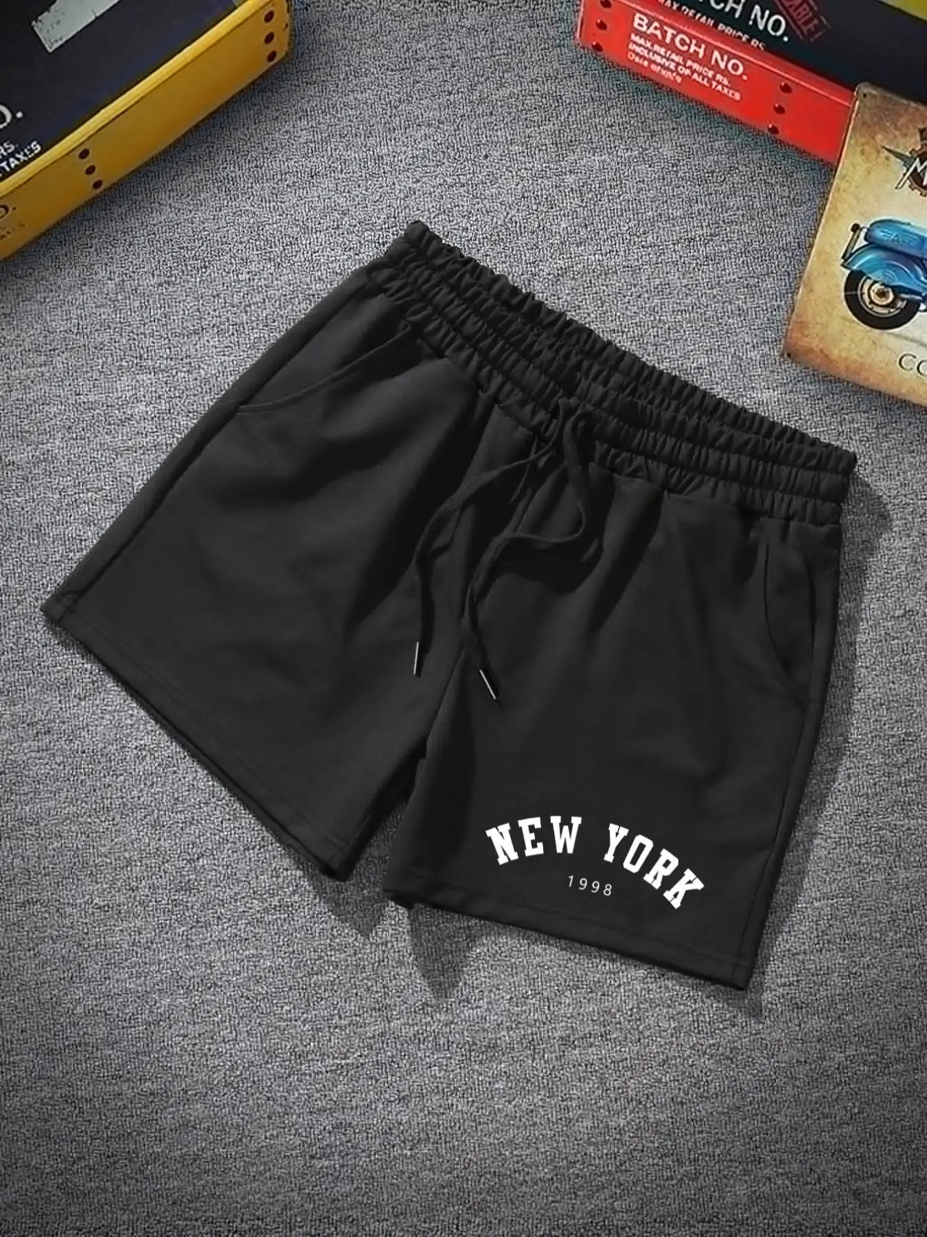 Men's Letter Print Drawstring Waist Shorts, Regular Fit Streetwear Pocket Elastic Waist Track Shorts, Summer Clothes, Summer Outfits 2024 Shorts