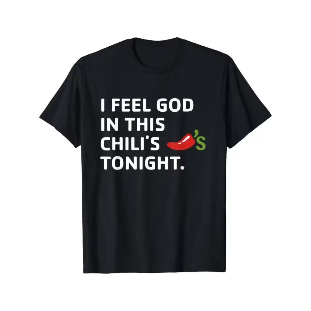 Men's Funny Graphic T-Shirt, Casual Short-Sleeve Cotton Top with "I Feel God In This Chili's Tonight" Print, Soft Fabric for Daily Wear, Tshirt, Shortsleeve
