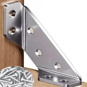 Heavy Duty Zinc Plated Steel Furniture Corner Connectors - Triangle Bracket with Drill and Screws, Universal for  Furniture, Drawers, Cabinets, Tables, and Chairs 12 Pack with Screws