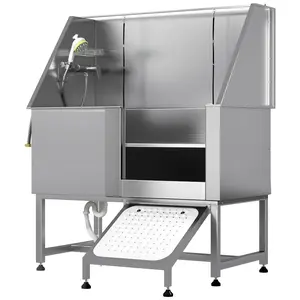 【2 packages arrived at different times】YODOLLA Professional Stainless Steel Dog Washing Station for Large, Medium, and Small Dogs, Height Adjustable Dog Bathtub with Ramp, Pet Grooming Bath Tub for Indoor Outdoor,