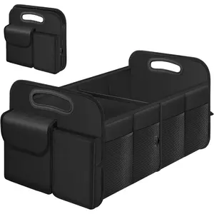 Trunk Organizer, Collapsible  Multi-Compartment Trunk Organizer for SUVs & Sedans,  Storage Organizers with Reinforced Handles,  Accessories for Women and Men, 52L, Black