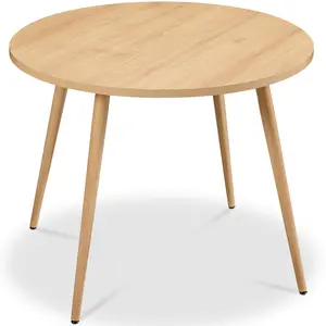 Best Choice Products Round Mid-Century Modern 35.5in Dining Table, Dinette for Home or Kitchen w/Wood Finish Steel Legs​