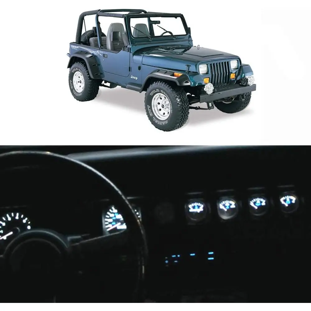 Bright White Instrument Panel Gauge Cluster Speedometer Tachometer Indicator Bulb Full Led Light Kits Package Replacement For Jeep Wrangler 1992-1995