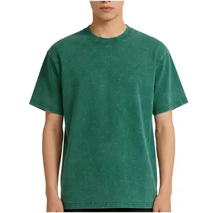 Trendy green-washed T-shirt, street-style green, vibrant faded green, urban vintage green, fashionable green wash