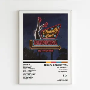 Treaty's Oak Revival - No Vacancy Album Poster / Album Cover Poster / Music Gift / Music Wall Decor / Album Art Poster No Frame