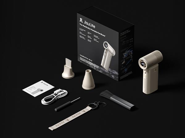 Jisulife Multifunction Portable Handheld Turbo Fan with 9000 mAh Powerbank & Flashlight 100 Speeds Adjustable Mini Personal Fan for On-the-Go Cooling