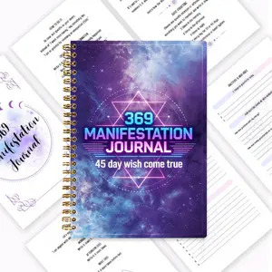 369 Rule Diary, Heart Chakra Energy Awakening Manual, Inner Frequency Upgrade Planner, 45-Day Spiritual Gratitude Practice, Spiritual Growth Handbook. It contains the 3-6-9 Programming Method, Mindfulness Declarations and In-depth Questions, Goal Tracking