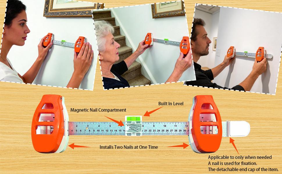 Level Ruler Picture Hanging Tool with Level – Precision Wall Mount Guide for Frames & Artwork, Easy Alignment Hanging Tool with Built-In Level for Home Decor Installation