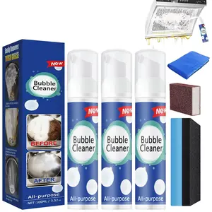(100ml*3pcs) Bubble Cleaner Foam Foaming Heavy Oil Stain All-purpose Rinse-free Spray Kitchen Deep Cleaning Stubborn Grease & Grime Remover
