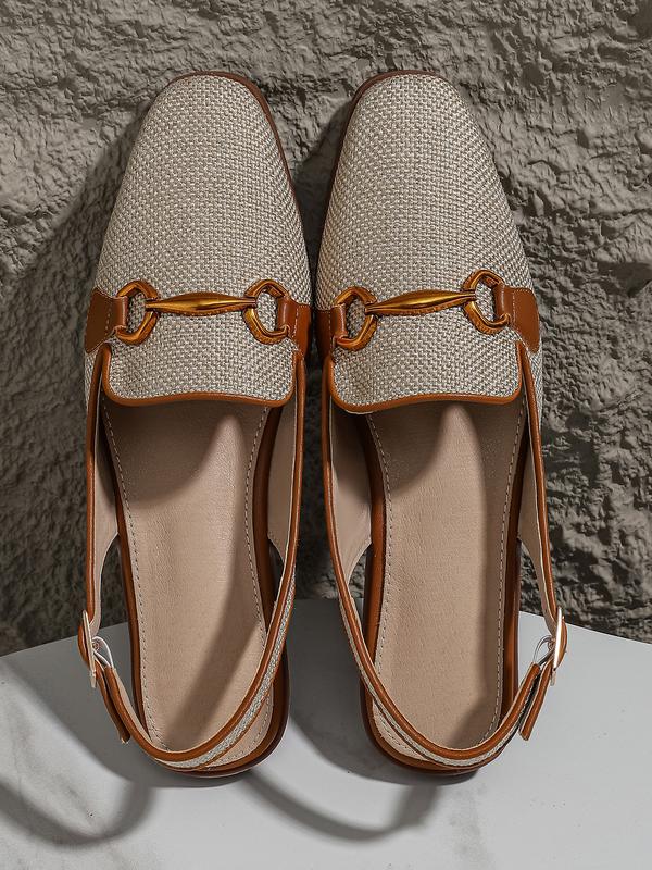 Women's Fashionable Square Toe Flat Shoes, Elegant Comfortable Breathable Slingback Shoes for Daily Wear, Casual Trendy Shoes for Women & Girls, Walking Shoes