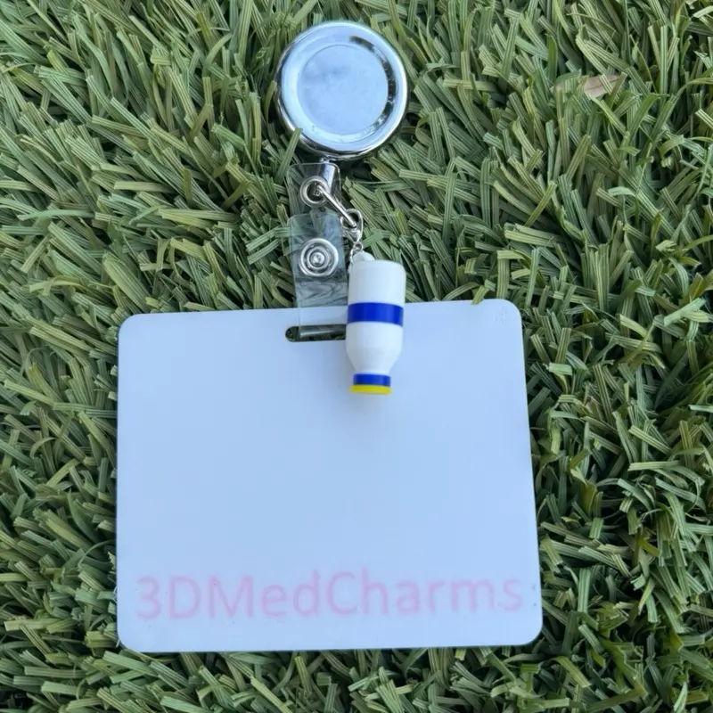 Medicine vial badge keychain