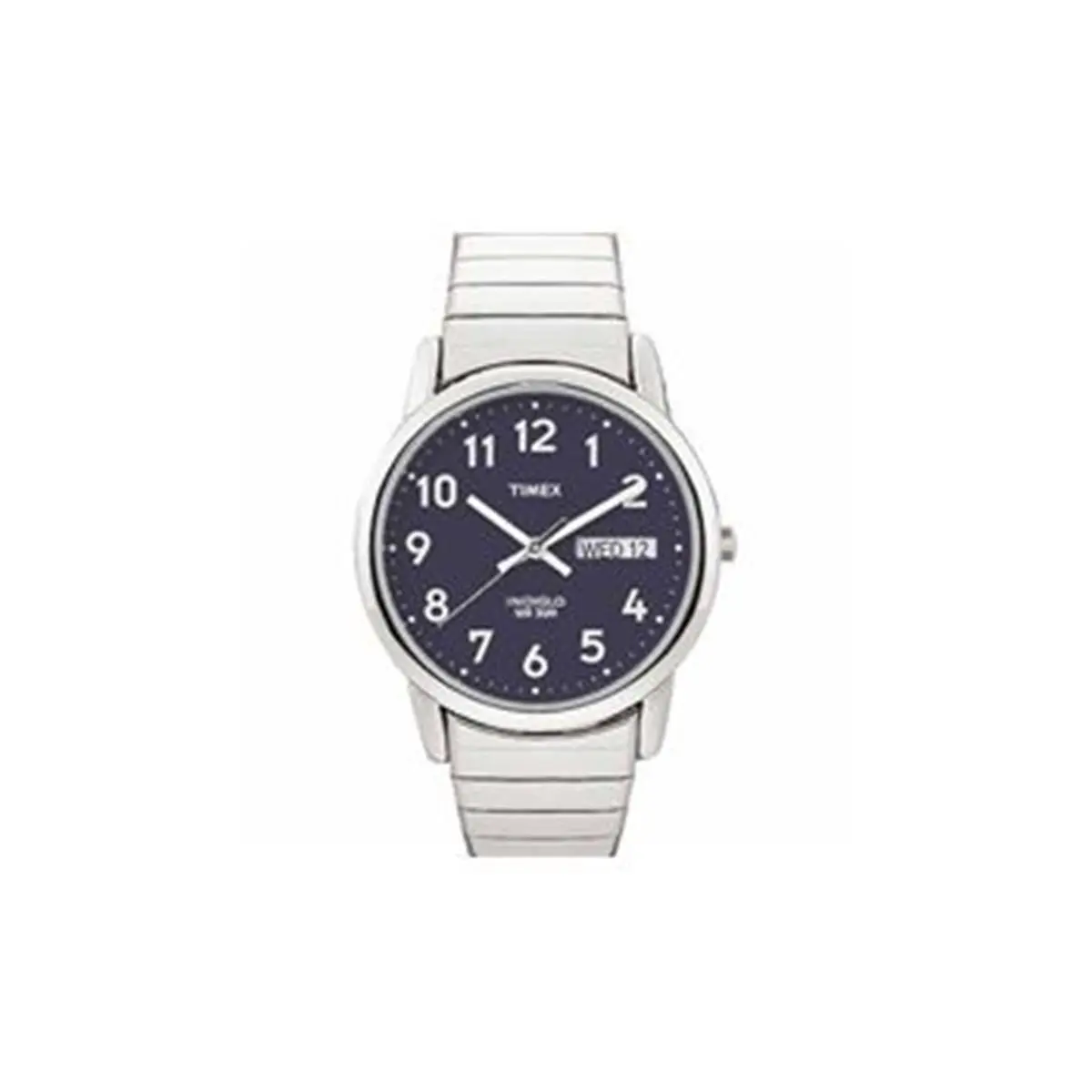 TIMEX Men's Classic Quartz Watch T20031, Stainless Steel Expansion Band, Easy Reader Dial with Large Numerals and Indiglo Glow, Male Watch, Luminous
