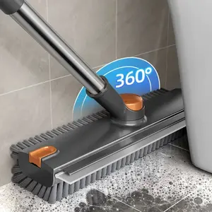 home accessories.3-in-1 Floor Scrub Brush with Long Handle, Adjustable Silicone Squeegee & Stiff Bristle, 360° Rotating Head for Deep Cleaning, Versatile for Shower, Bathroom, Patio, Garage, Kitchen, Wall, Deck