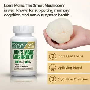 NOORUZ Lion's Mane 900mg - Brain Booster: Focus, Cognitive Boost & Mood Support - With Blueberry Antioxidant Healthcare Bathroom