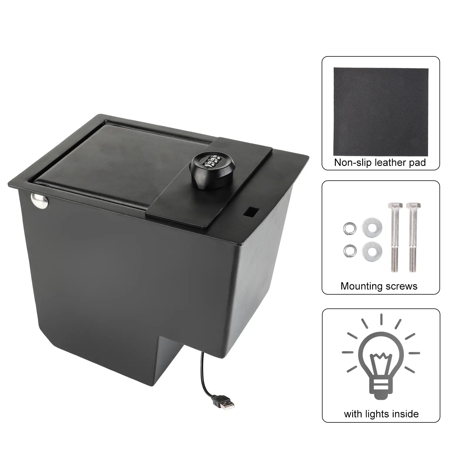 Console Safe Gun Safe with LED Light Compatible with Toyota 4RUNNER 2010-2024 Replaces 00016-86184