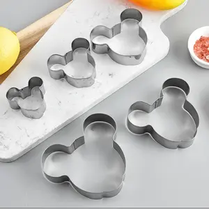 5 Piece Stainless Steel Cookie Molds, Cute Animal Shapes, Perfect for Baking, Festive Parties, Mickey Design, Durable Mold Set