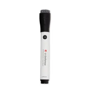 U Brands U-Defense Protective Dry-Erase Markers (UBR3284U0012) - Black, 12 per Pack, 0% Recycled Content, Ages 3 and Up, Bold Ink Laydown, Broad Tip, Built-In Erasers