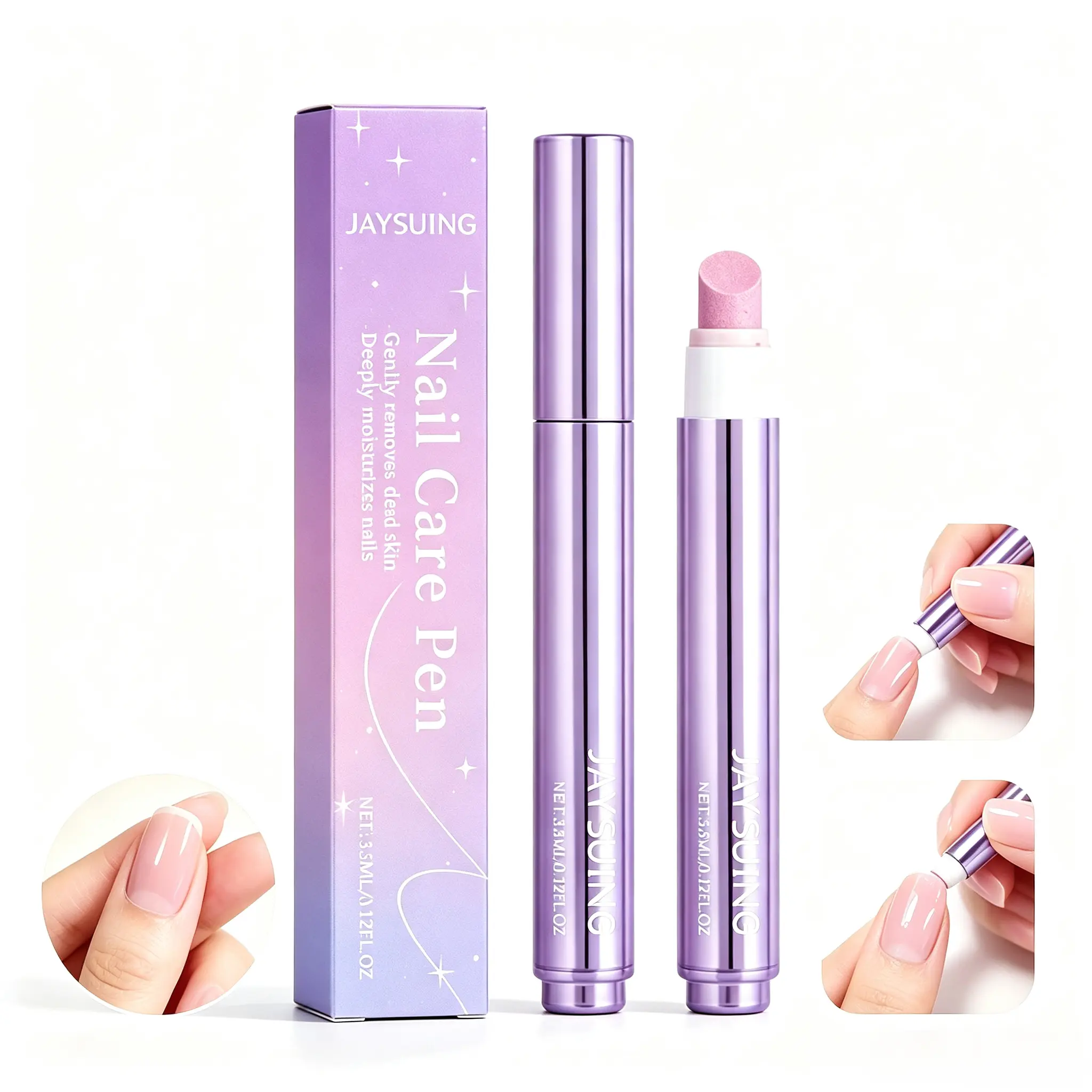 3-in-1 Cuticle Care Nail Oil Pen, Portable 3.5ml Hydrating Stick for Dry Cuticles & Rough Nails