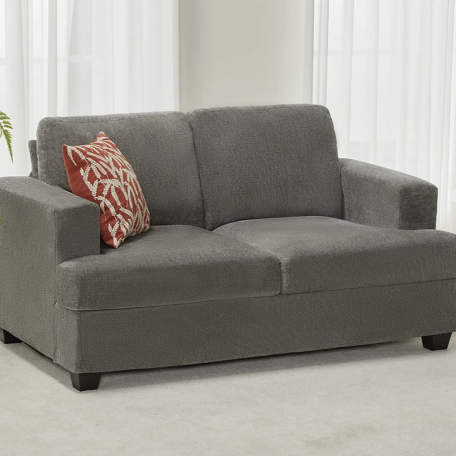 Chenille-Grey Loveseat