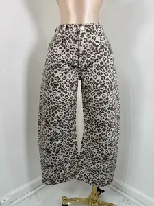 rhinstone leopard barrel pants
