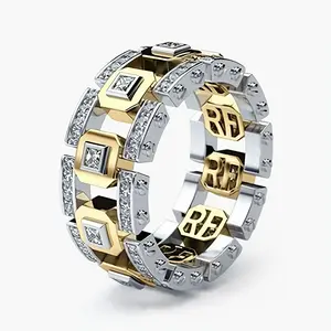 New Fashion Creative Electroplated Synthetic Zircon Hollow Design Unisex Ring
