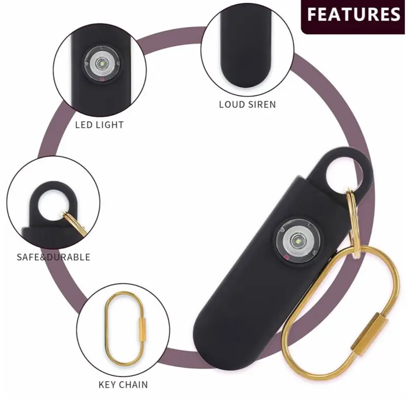 Self Defense Alarm SOS  - Compact Outdoor SOS Flashlight with Loud Alarm for Personal Protection - Reliable Battery Operation - Durable Plastic Construction - Ideal for All Ages and Activities