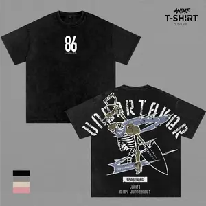 86 Eighty Six Undertaker Anime Double Printed Vintage Washed Tee Unisex Oversize Anime Manga Washed Heavyweight Cotton T-shirt