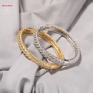 Diagonal Zircon Bracelet Fashionable Simple High-end Light Luxury Full Diamond Braided 9mm Bracelet