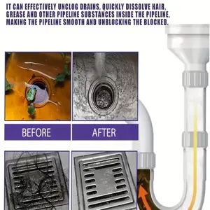 Multifunctional Drain Cleaning Solution, Fits Toilet, Bathroom Drains, Kitchen Pipes, Quickly Clears Blockages, Easy Home Use