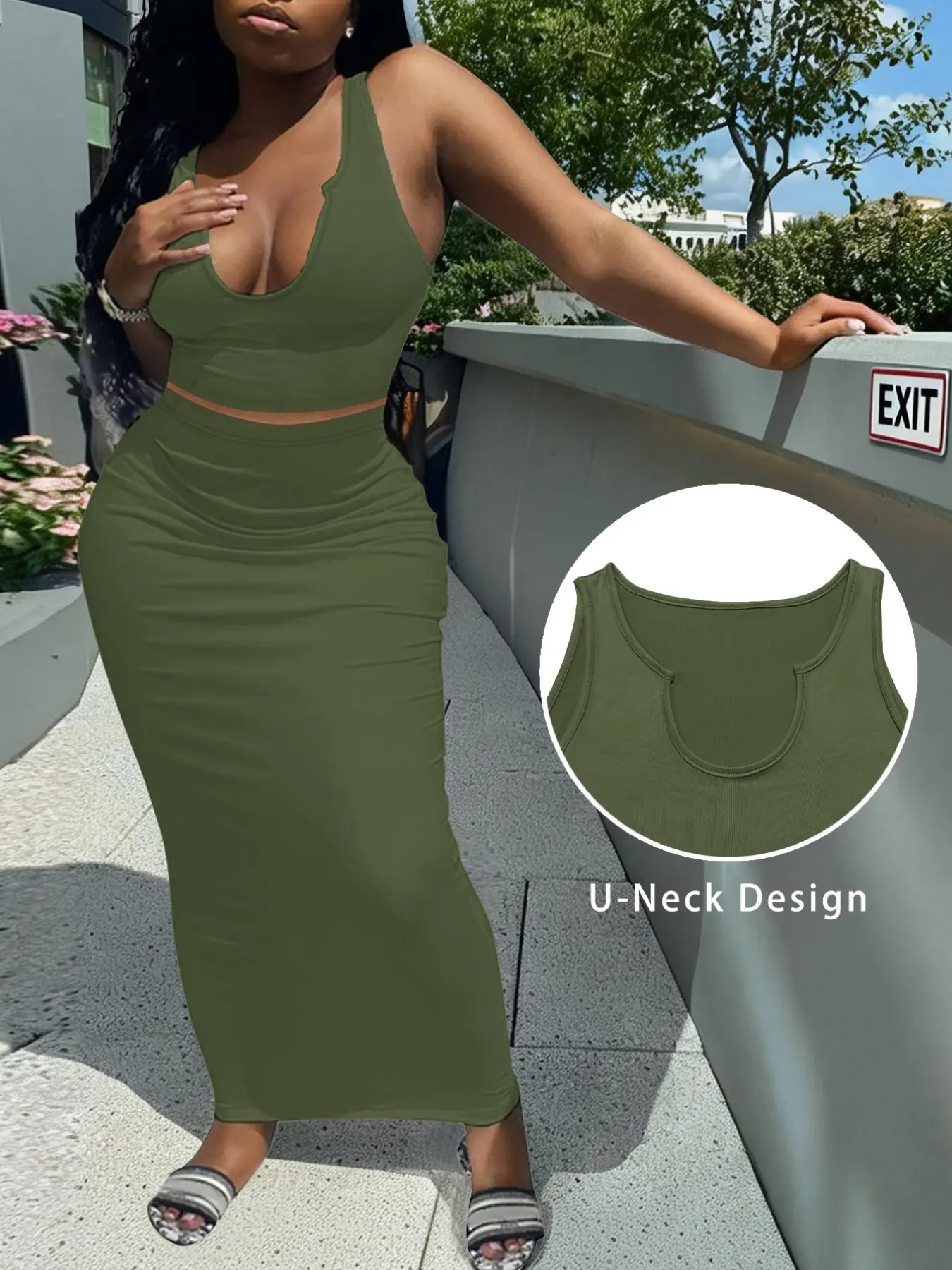 Women's Casual Basic Simple Minimalist Fitted Skirt Sets & Sleeveless Tops Set Outfit, Ladies Half Skirt, Comfortable and Stylish, Perfect for Everyday Wear, Fashionable Women's Clothing