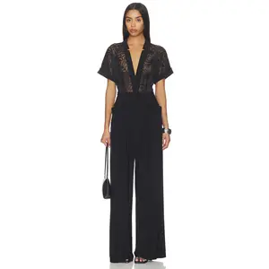 Norma Kamali Geralyn Short Sleeve Jumpsuit in Black