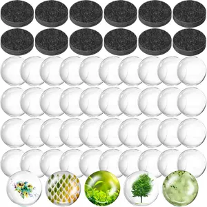 96 count Craft  Glass w Adhesive Backing and Transparent Clear Glass Cabochons DIY Craft Fridge  for Whiteboard Refrigerator(48 Set,1-Inch,Round)