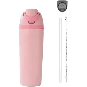 - Stainless Bottle with Straw, 24 oz, Reusable Sports and Travel Bottle for School, Kids, and Outdoors - Leakproof and BPA-Free (PINK)