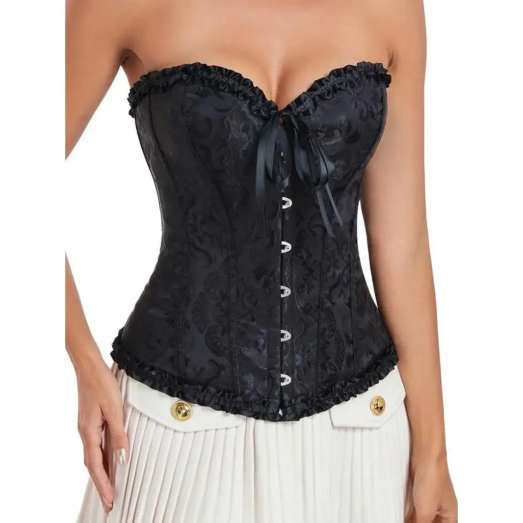1 piece women's corset top, sexy waist push-up corset lingerie, lace-up  skeleton corset floral bodysuit, Christmas and Halloween party costume