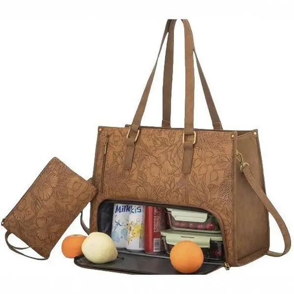 Canvas Laptop Tote Bag for Women with Clutch Purse, Lightweight Tote Bag with 2 Cup Holder, Purses for Women, Computer bag for Work, Office, Casual. DealsForYouDays